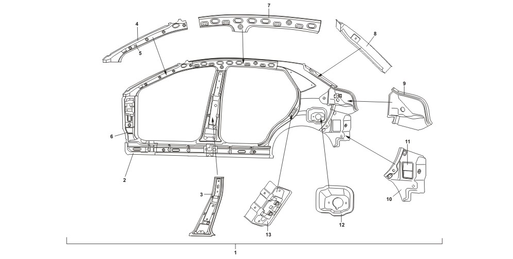 Боковина, вентиляционная вставка боковины (хэтчбек) CHERY BONUS, CHERY VERY, CHERY A13, ZAZ FORZA